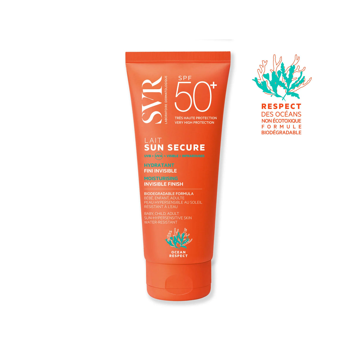 SVR Sun Secure Body Milk SPF 50 High Protection Hydrating Sunscreen for UVA UVB Infrared Rays Water-Resistant Invisible Finish for All Skin Types-1