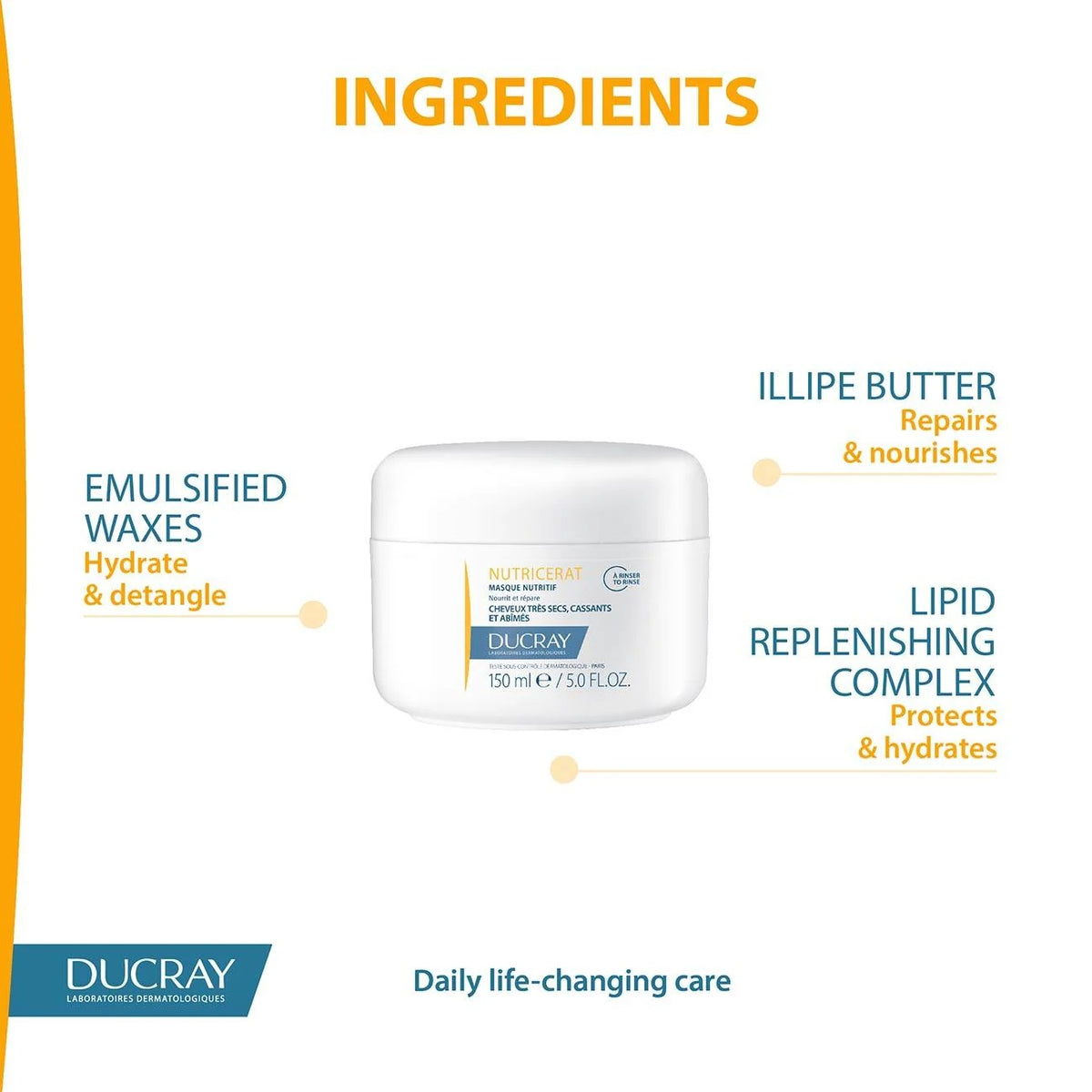 Ducray Nutricerat Nutrition Mask for Dry and Damaged Hair with Intense Nourishing Formula, 150ml-3
