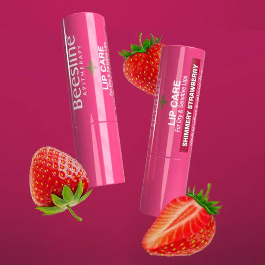 Beesline Lip Care Shimmery Strawberry 4g - Moisturizing & Tinted Lip Balm for Soft, Glossy Lips-2