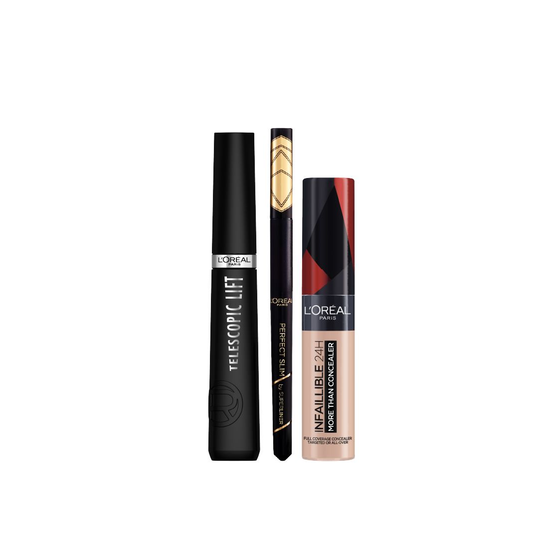 L’Oréal Paris Telescopic Lift Mascara, Perfect Slim Eyeliner & Infallible Concealer Bundle – 25% Off-1