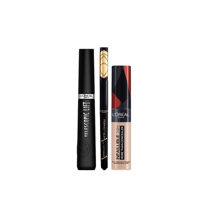 L’Oréal Paris Telescopic Lift Mascara, Perfect Slim Eyeliner & Infallible Concealer Bundle – 25% Off
