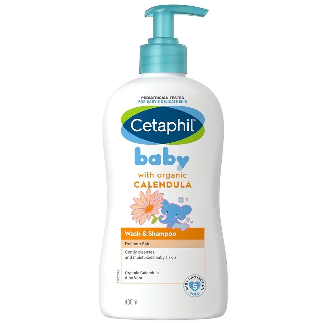 Cetaphil Baby Wash and Shampoo with Organic Calendula 400ml Gentle Tear Free Cleanser-1