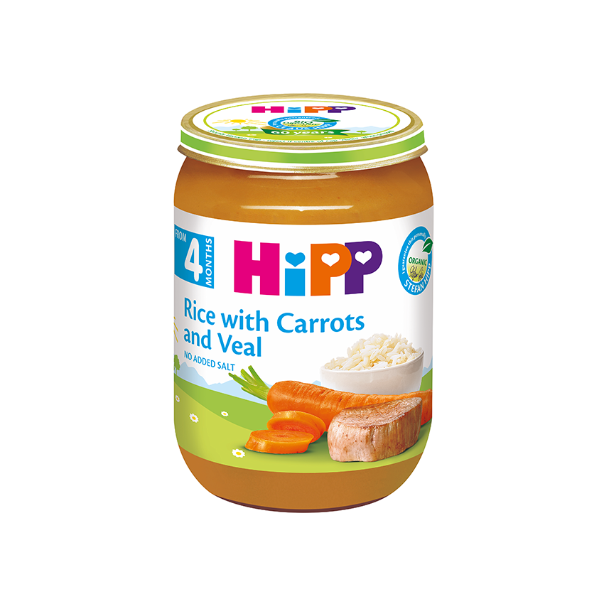 HiPP Organic Rice Carrots Veal 190g – Organic Baby Meal (4M+)-1