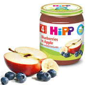 HiPP Organic Blueberries in Apple 125g – Organic Fruit Puree (4M+)-1