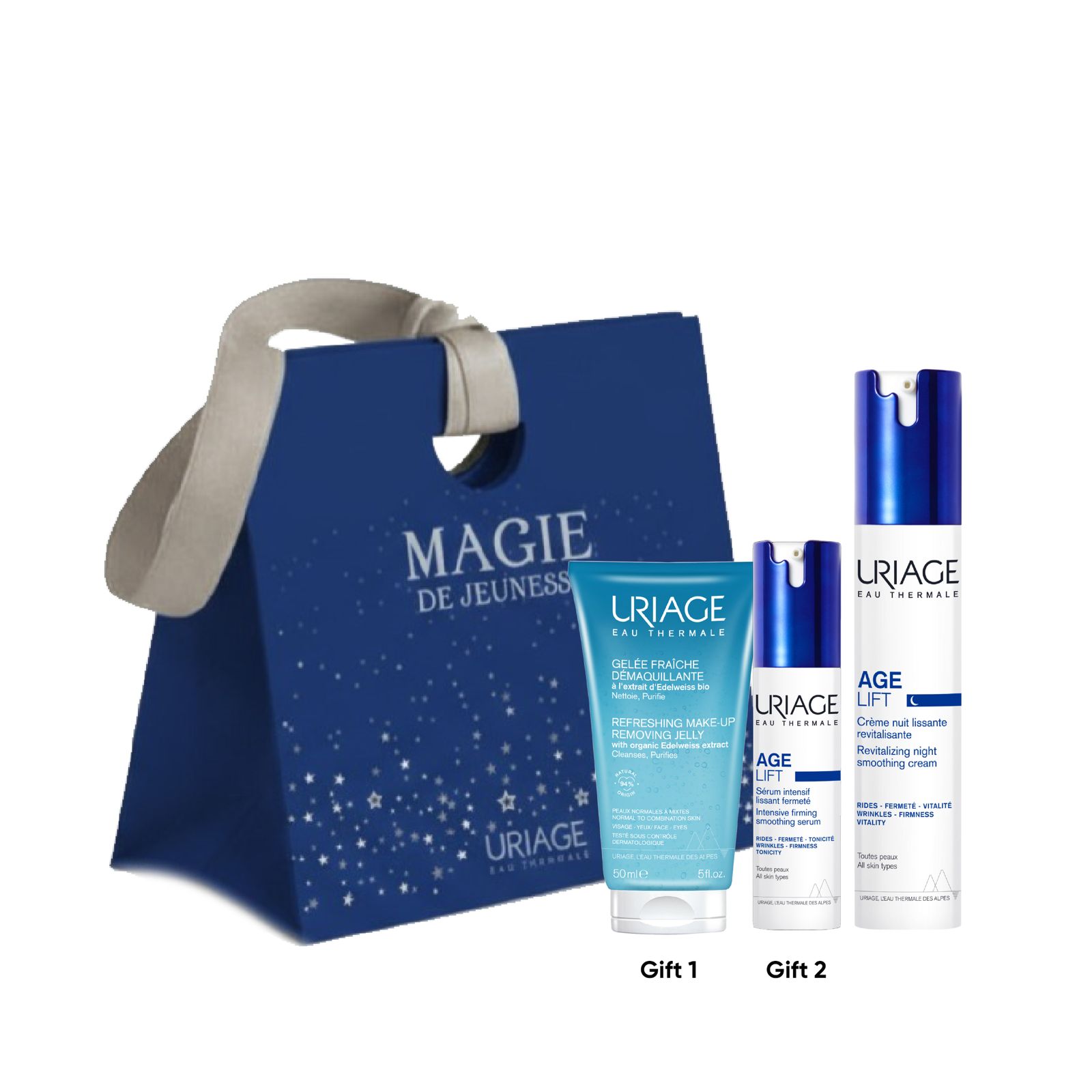 URIAGE Age Lift Revitalizing Night Smoothing Cream Gift Set with Free Cleansing Jelly and Age Lift Serum-1