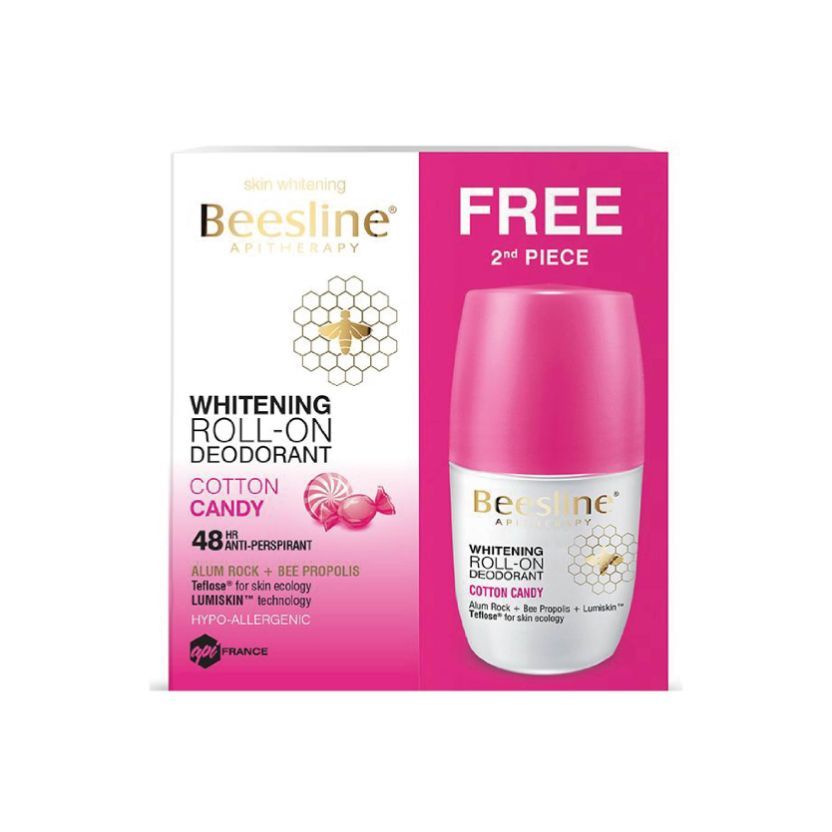 Beesline Natural Whitening Roll-On Deo Cotton Candy 1+1 Free Second Piece 2x50ml-1