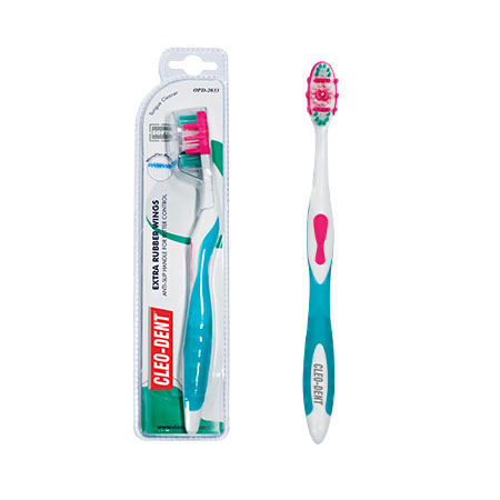 Cleo-Dent Extra Rubber Wings Toothbrush Maxi Clean Hard – Deep Cleaning with Grip Enhancers-3