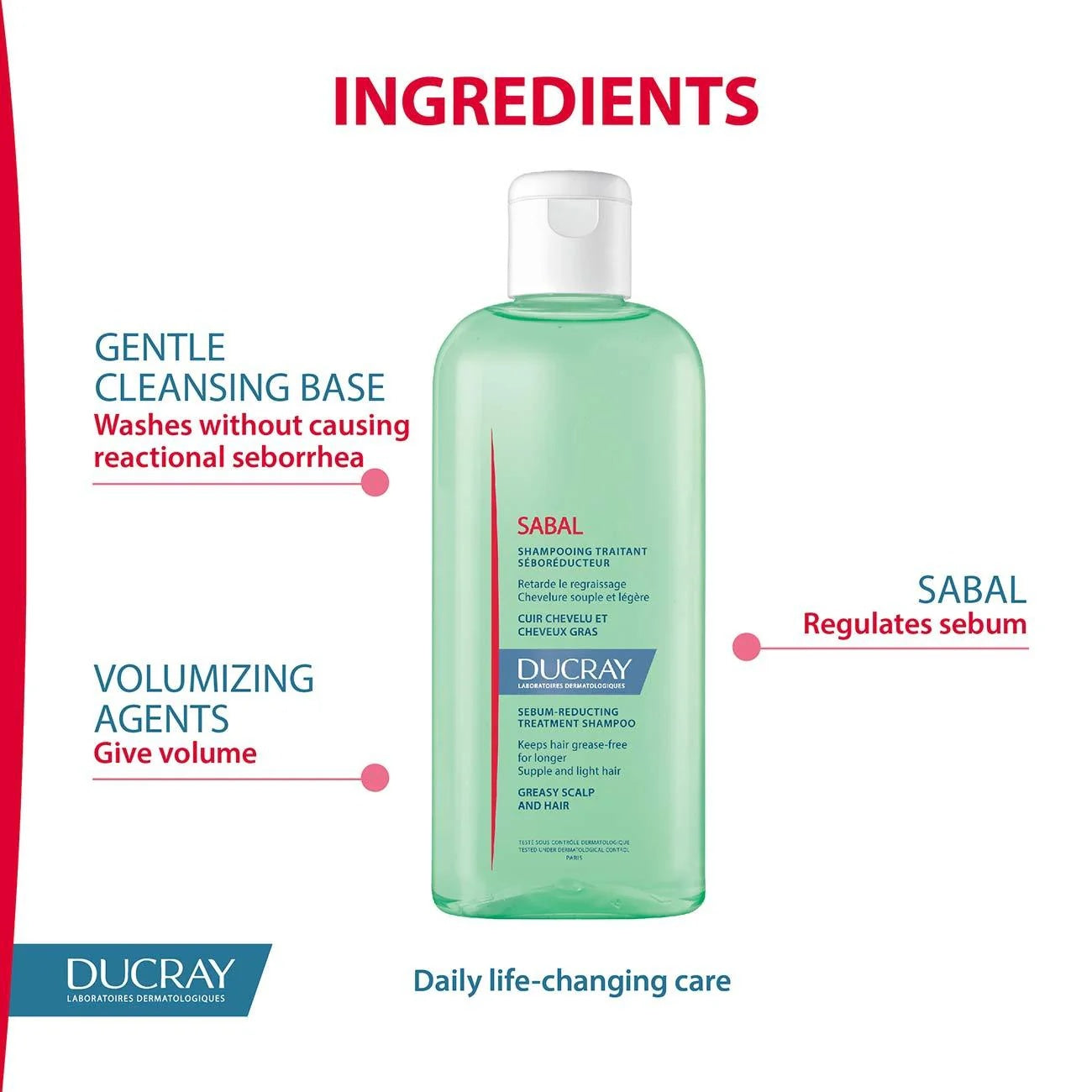 Ducray Sabal Sebo-Reducing Shampoo for Oily Scalp with Sabal Serrulata Extract 200ml-4