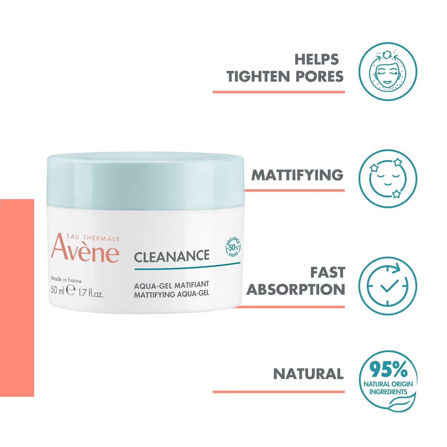 Avene Cleanance Mattifying Aqua Gel 50ml - Ideal for Combination to Oily Skin, Hydrating and Oil-Control Aquagel-5