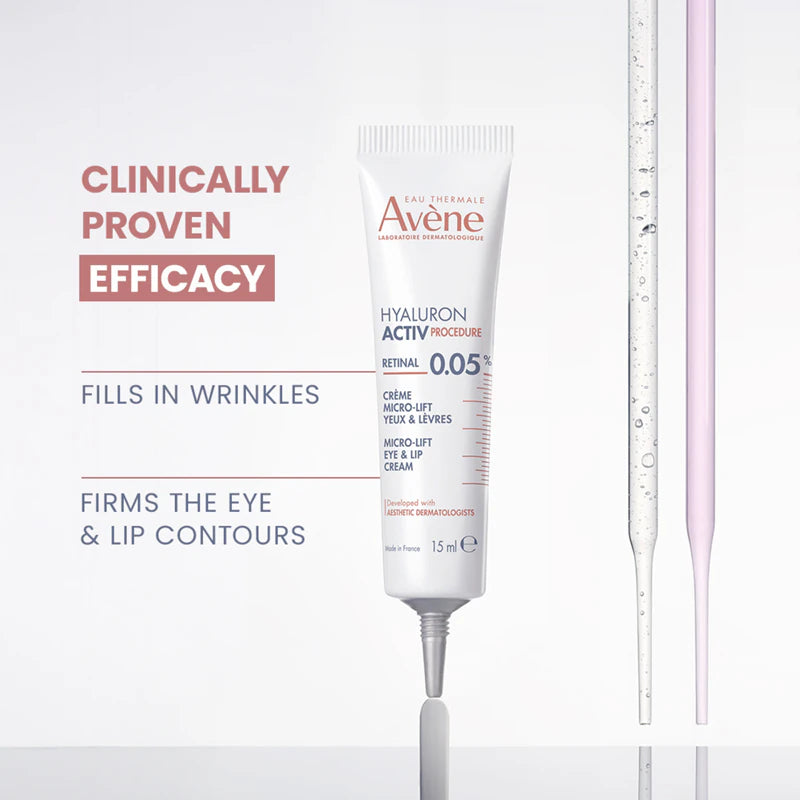Avene Hyaluron Activ Procedure Retinal 0.05% Eye & Lip Micro Lift Cream 15ml