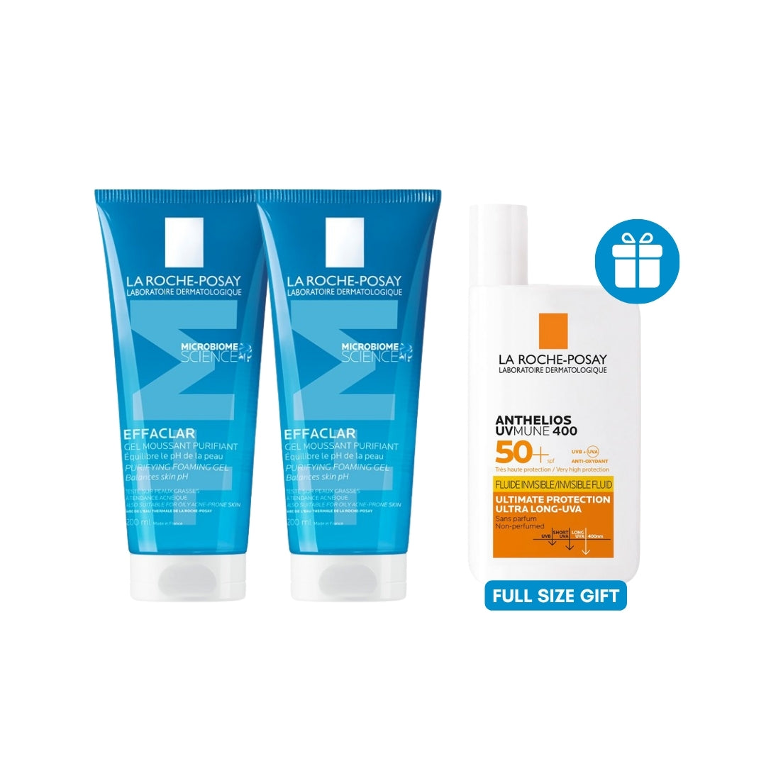 La Roche-Posay Effaclar Purifying Foaming Gel Duo Get Full Size Gift Anthelios UVMune 400 SPF50+