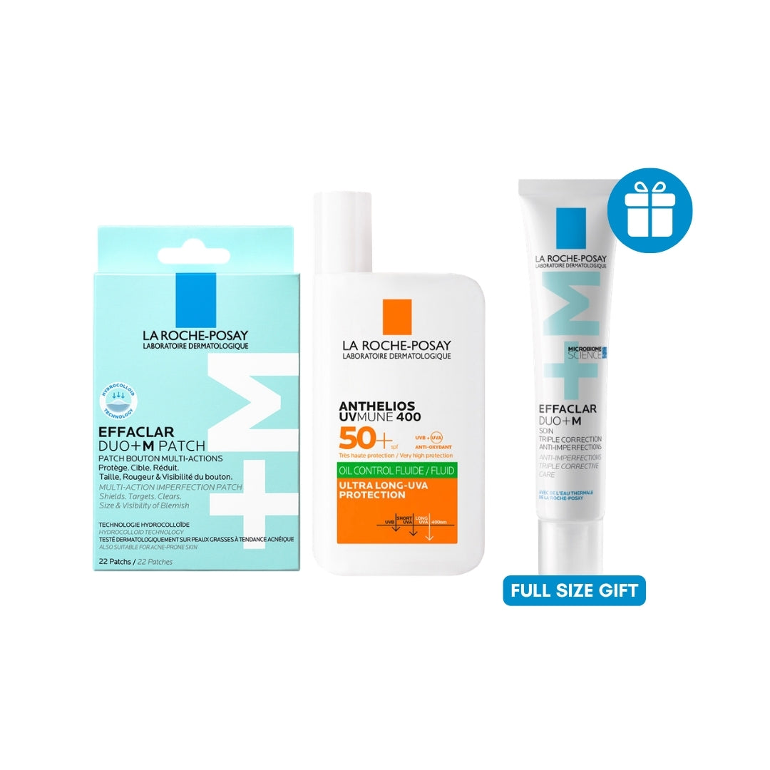 La Roche-Posay Effaclar Duo+M Patch + Anthelios UVMune 400 SPF50+ Oil Control Fluid Get Full Size Gift Effaclar Duo+M Anti-Imperfection Care