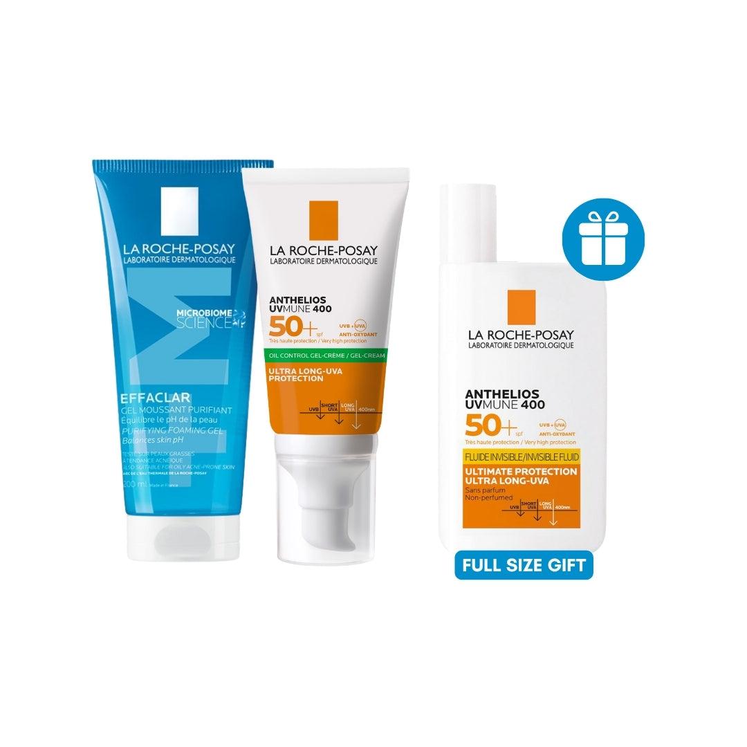 La Roche-Posay Effaclar Purifying Foaming Gel + Anthelios UVMune 400 SPF50+ Oil Control Gel-Cream Get Full Size Gift Anthelios UVMune 400 SPF50+