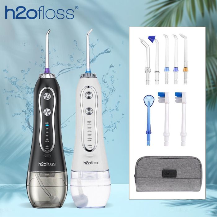 H2O Floss Cordless Oral Irrigator Professional Kit – Black or White