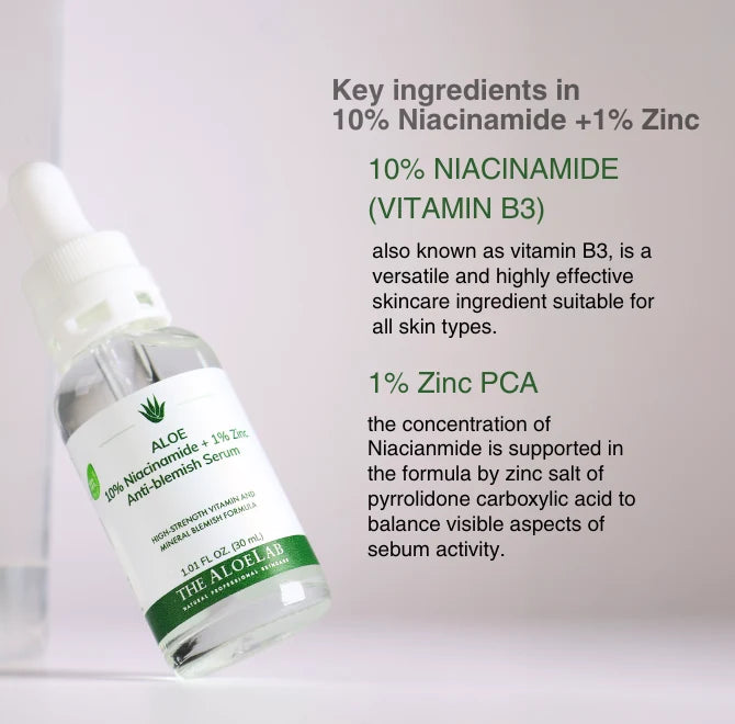 The AloeLab Aloe 10% Niacinamide + 1% Zinc Anti-Blemish Serum 30 ml