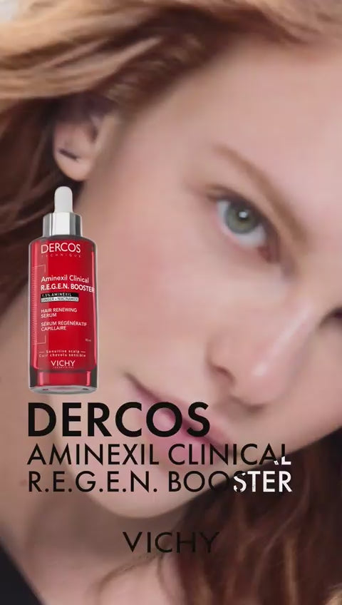 Load video: Vichy Dercos Aminexil Clinical R.E.G.E.N. Booster Hair Renewing Serum 90ml for Hair Loss