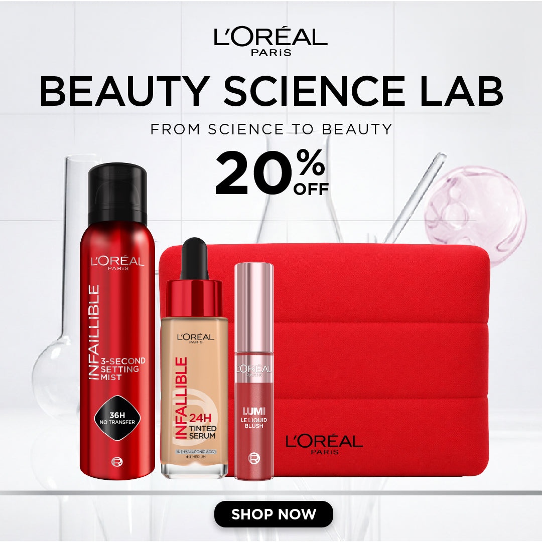 L’Oreal Infallible 3-Second Setting Mist 100ml + L’Oreal Infallible 24H Tinted Serum 30ml + L’Oreal Lumi Liquid Blush + Free Travel Pouch Free