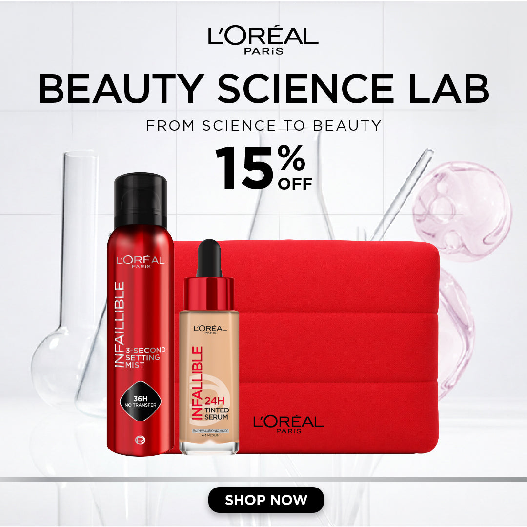 L’Oreal Infallible 3-Second Setting Mist 100ml + L’Oreal Infallible 24H Tinted Serum 30ml + Free Travel Pouch