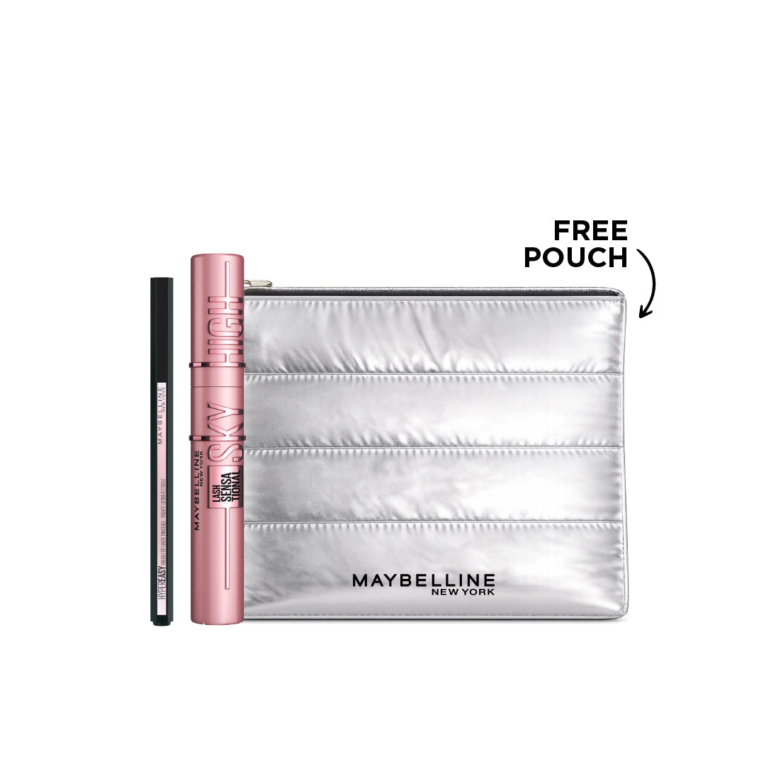Maybelline Hyper Easy Eyeliner and Firework Mascara Get 20% OFF + a Free Silver Pouch