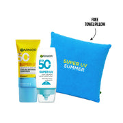 Garnier Super UV Cooling Gel 60ml + Garnier Super UV Anti-Acne 30ml Serum + Get Free Towel Pillow