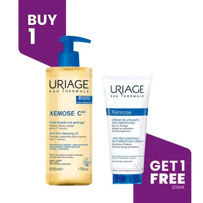 Uriage Xémose C8 Anti-Itching Cleansing Oil 500ml + FREE Xémose Anti-Irritation Cream 200ml | Buy 1 Get 1